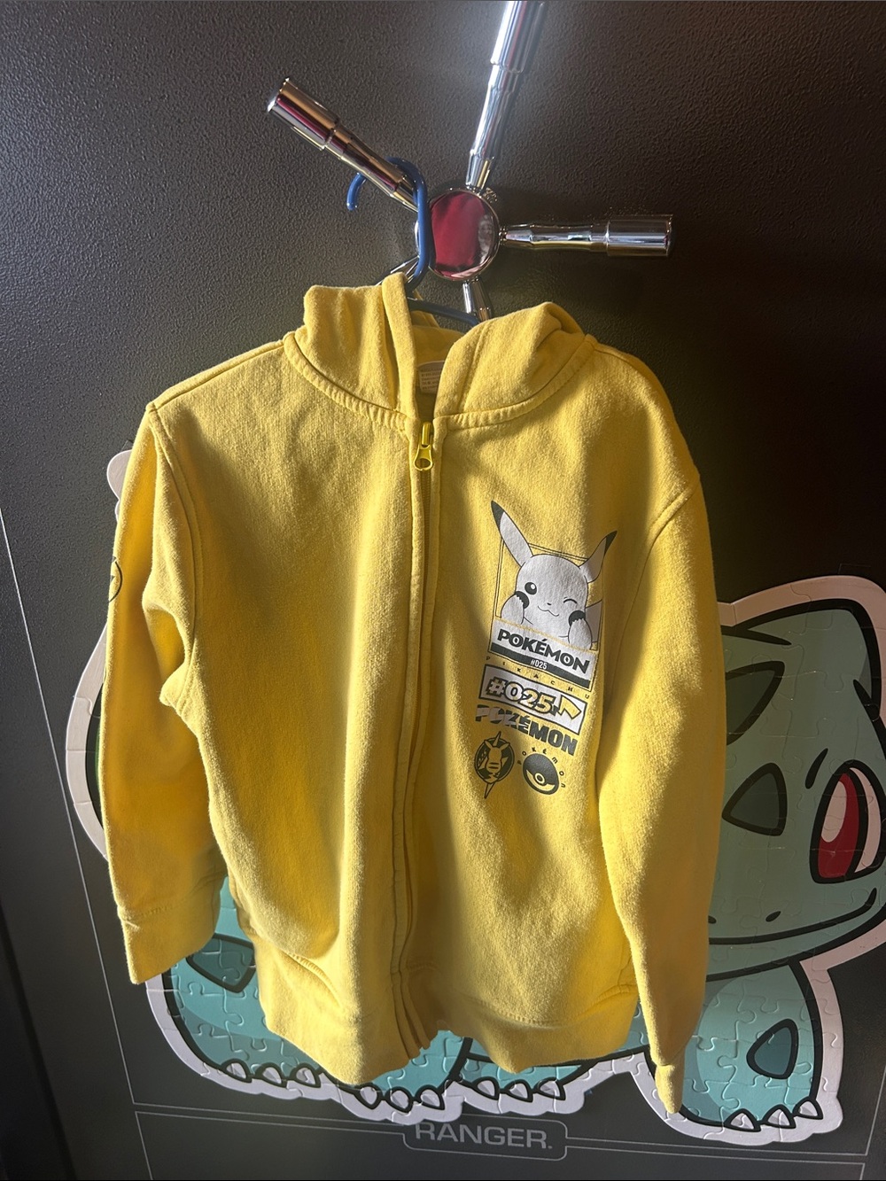 Pokemon Yellow Kids Zip-Up Hoodie with Pikachu Chest Graphic